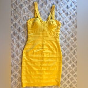 Aidan Mattox Bandage Yellow Dress